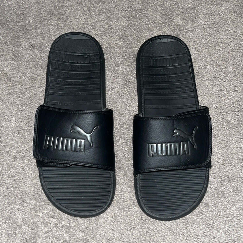 Puma Black Velcro Slides Size 11